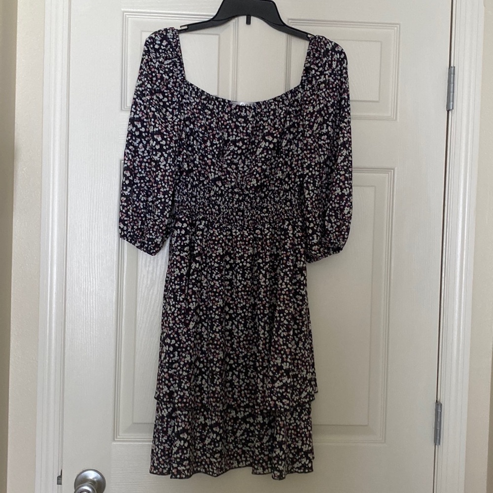 Black floral tiered dress